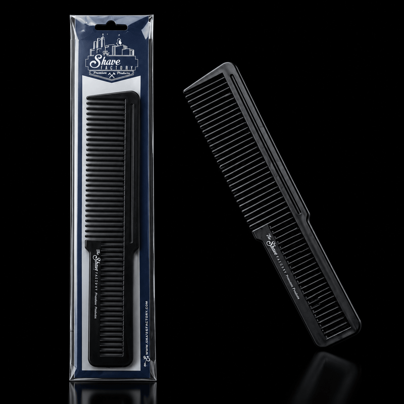 The Shave Factory Professional Cutting Comb Black Barber Comb Available at Primos Barber Supply
