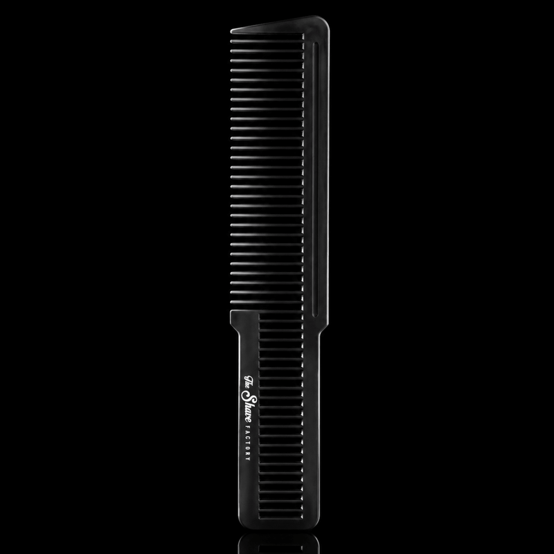 The Shave Factory Professional Cutting Comb Vertical View with Fine Tooth Design Available at Primos Barber Supply