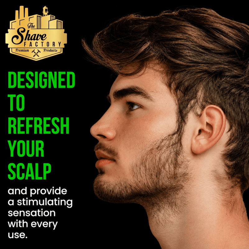 The Shave Factory Ultra Strong Hair Tonic Designed to Refresh Your Scalp with Every Use Available at Primos Barber Supply