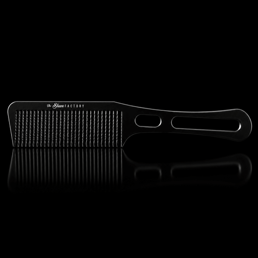 The Shave Factory Handle Comb Black Professional Styling Comb Available at Primos Barber Supply