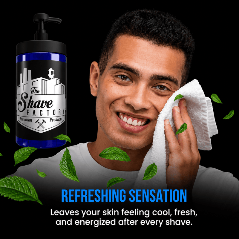 The Shave Factory Shaving Gel Refreshing Formula for Post Shave Comfort Available at Primos Barber Supply