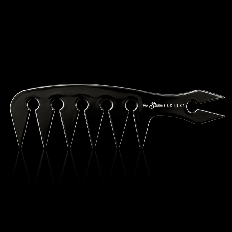The Shave Factory Texturizing Pick Comb Black Professional Styling Comb Available at Primos Barber Supply