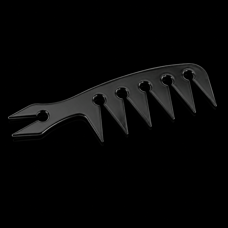 The Shave Factory Texturizing Pick Comb Close Up View with Wide Teeth Design Available at Primos Barber Supply