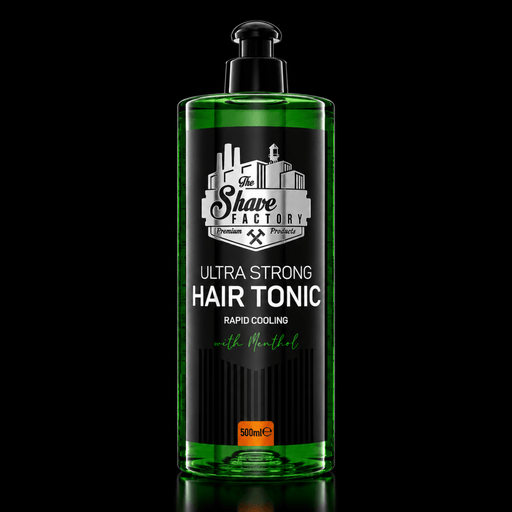 The Shave Factory Ultra Strong Hair Tonic 500ml Rapid Cooling Formula Available at Primos Barber Supply