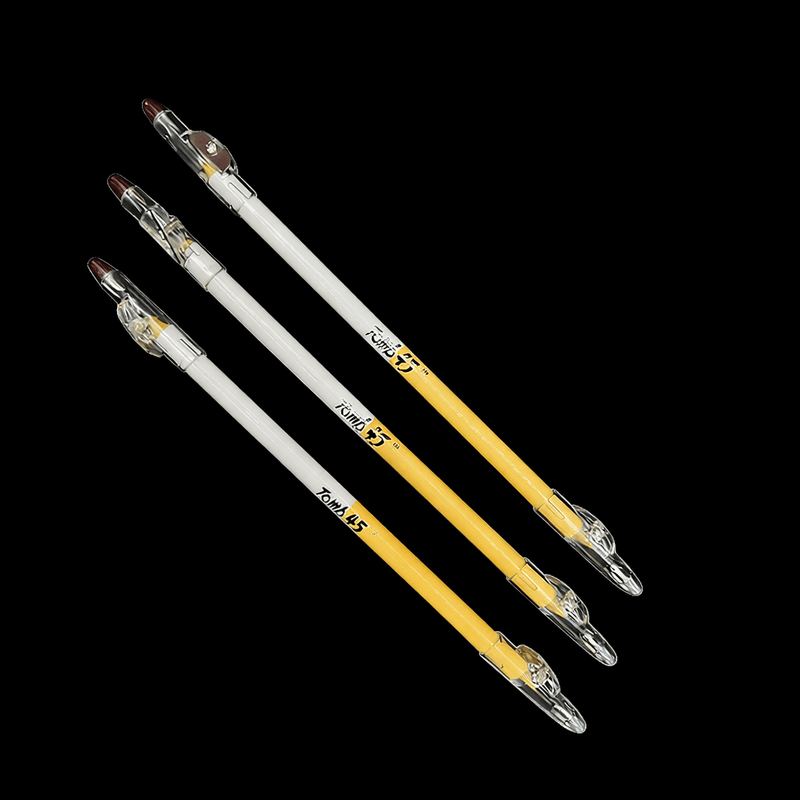 Dual sided Tomb45 barber pencil showing nude and white precision tips