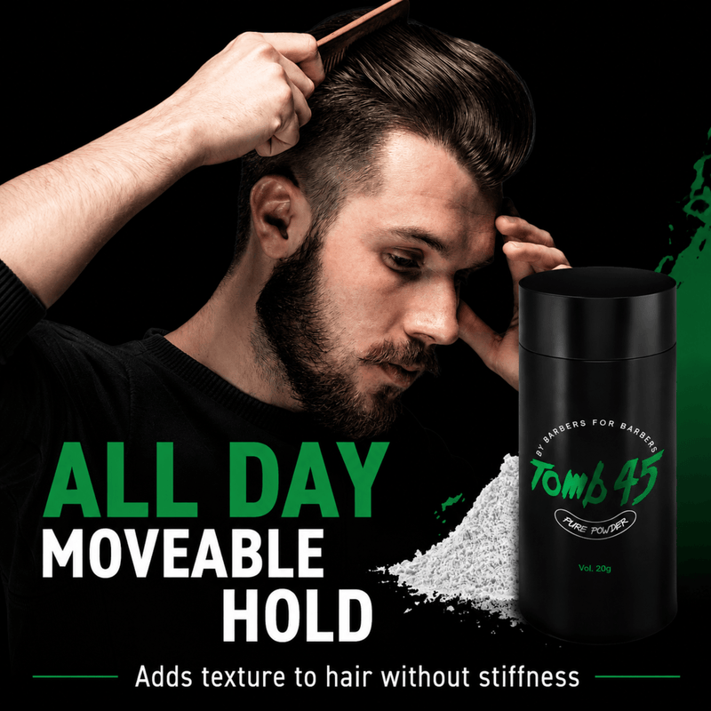 Tomb45 Pure Powder Delivers All Day Moveable Hold with Natural Texture Available at Primos Barber Supply