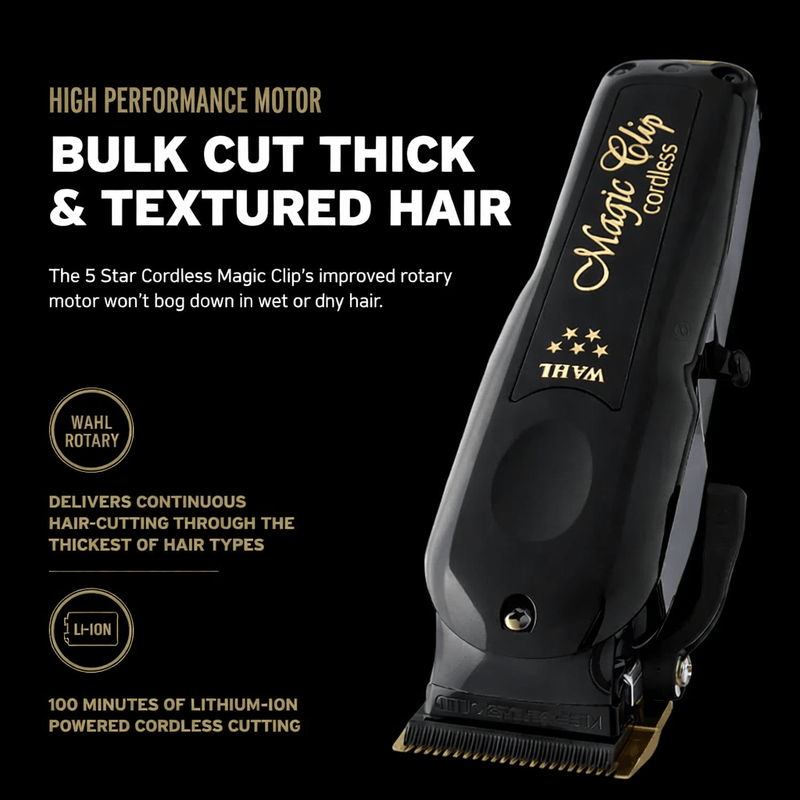 Wahl Professional 5-Star Cordless Barber Combo Black kit accessories