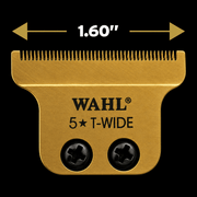 Wahl 5 Star T-Wide gold trimmer blade with 1.60 inch extra wide cutting area for faster detailing