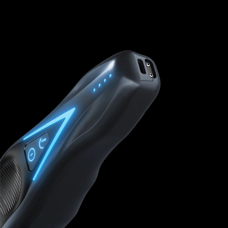 Wahl 5-Star Vapor Switch Cordless Clipper blue V-shaped LED light strip, speed controls, and charging port