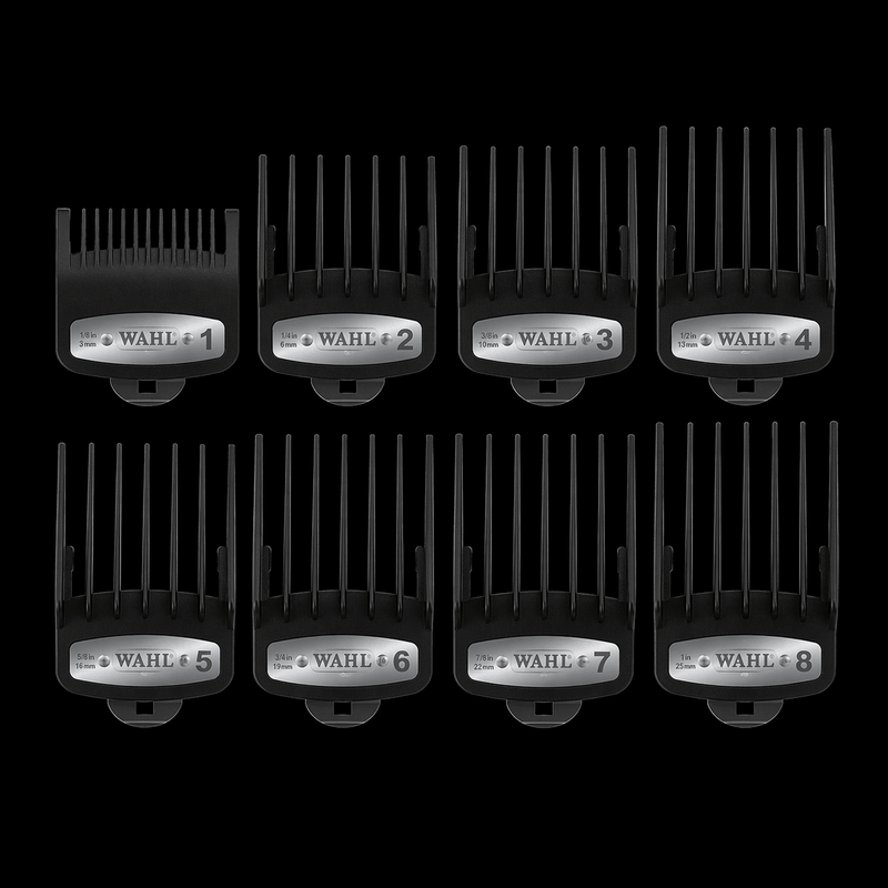Wahl clipper guards set sizes 1 to 8 premium cutting guides with secure metal clip attachment