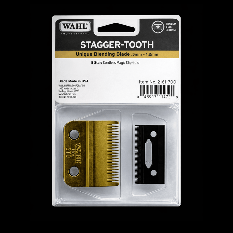Wahl Professional Stagger-Tooth blade packaging on a black background