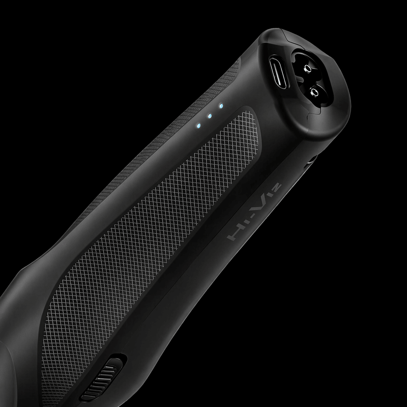 Rear view of the Wahl Hi-Viz 2.0 Nightshade all-metal housing with non-slip textured ergonomic grip.