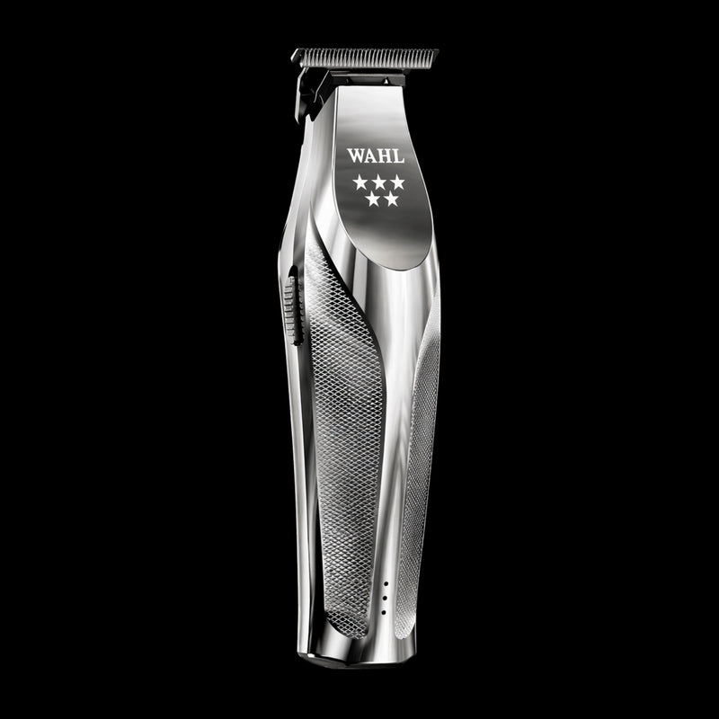 Wahl Hi Viz trimmer angled view cordless professional barber trimmer chrome finish