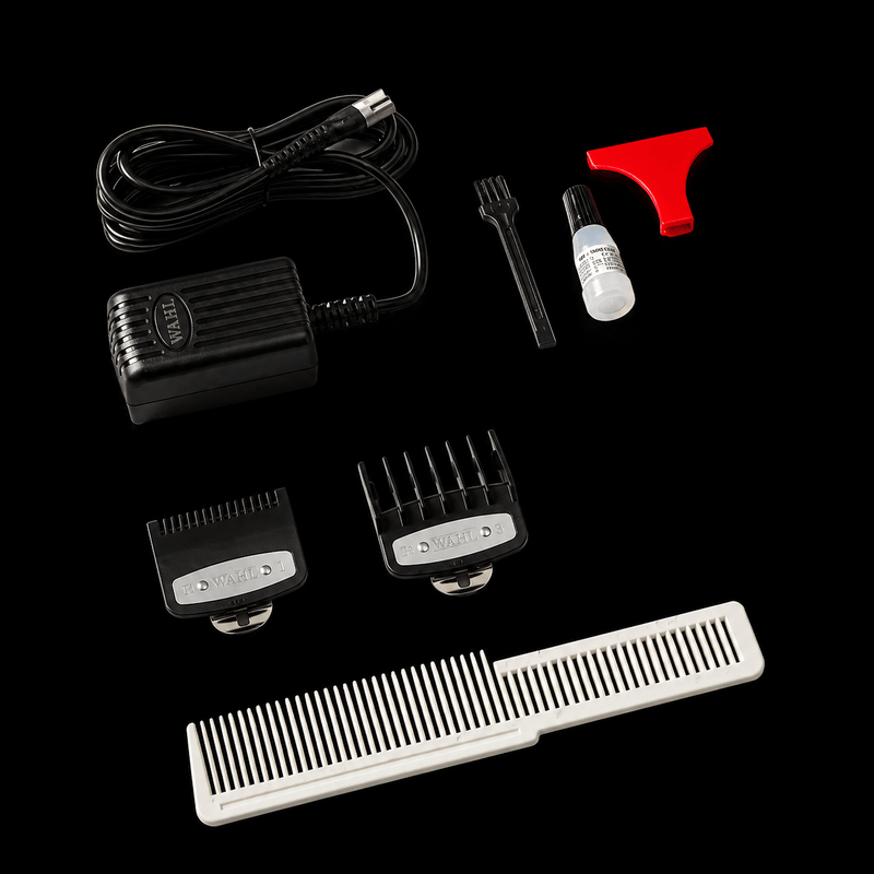 Wahl Legend Plus clipper accessories including guards charger comb blade oil and cleaning brush