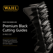 Wahl premium black cutting guides 8 pack professional clipper combs for barbers and stylists