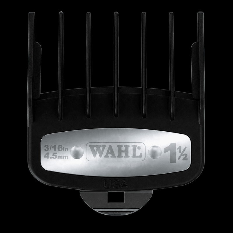 Wahl hair clipper comb attachment on a black background