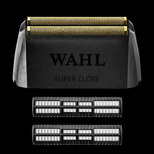 Wahl hair trimmer with multiple cutting heads on a black background