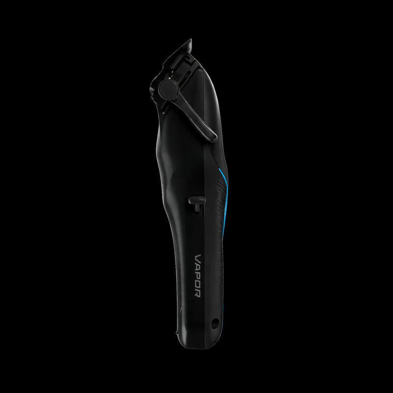 Wahl Vapor professional cordless clipper side profile view on black background. Primos Barber Supply